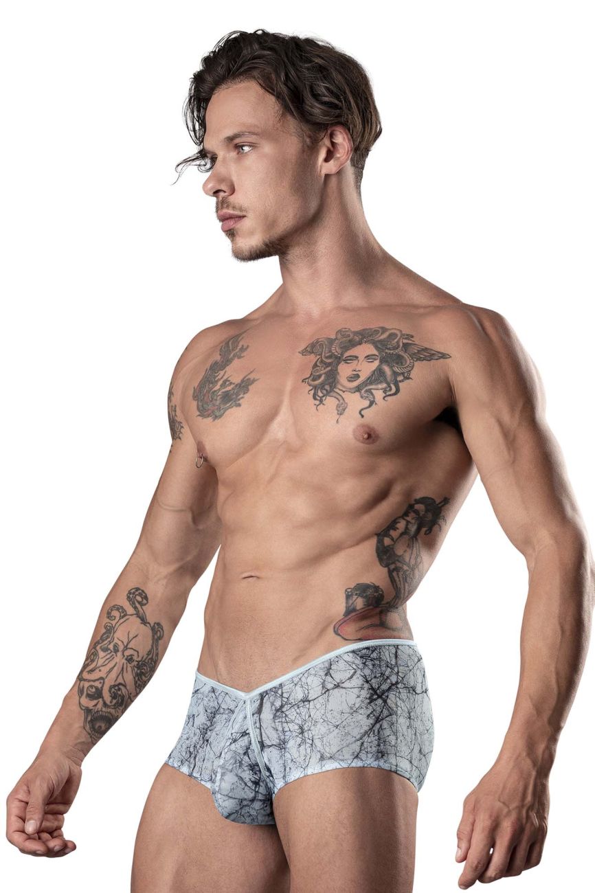 Male Power 130-290 Marble Mesh Micro Mini Short Light Blue