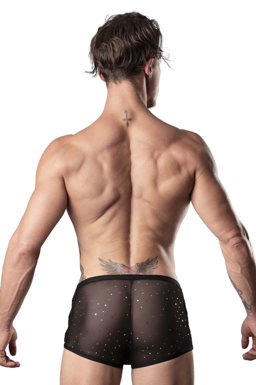 Male Power 147-288 Show Stopper Mini Short Black Silver Mesh Dot