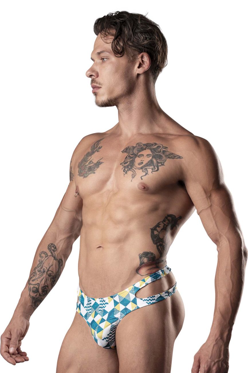 Male Power 237-292 Cut It Out Cut Out Thong Blue-Green-White