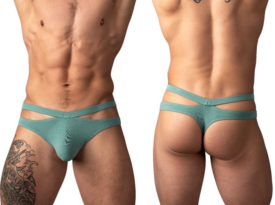 Male Power 237-308 Mens Soft & Eco Cozy Cutout Thong Green
