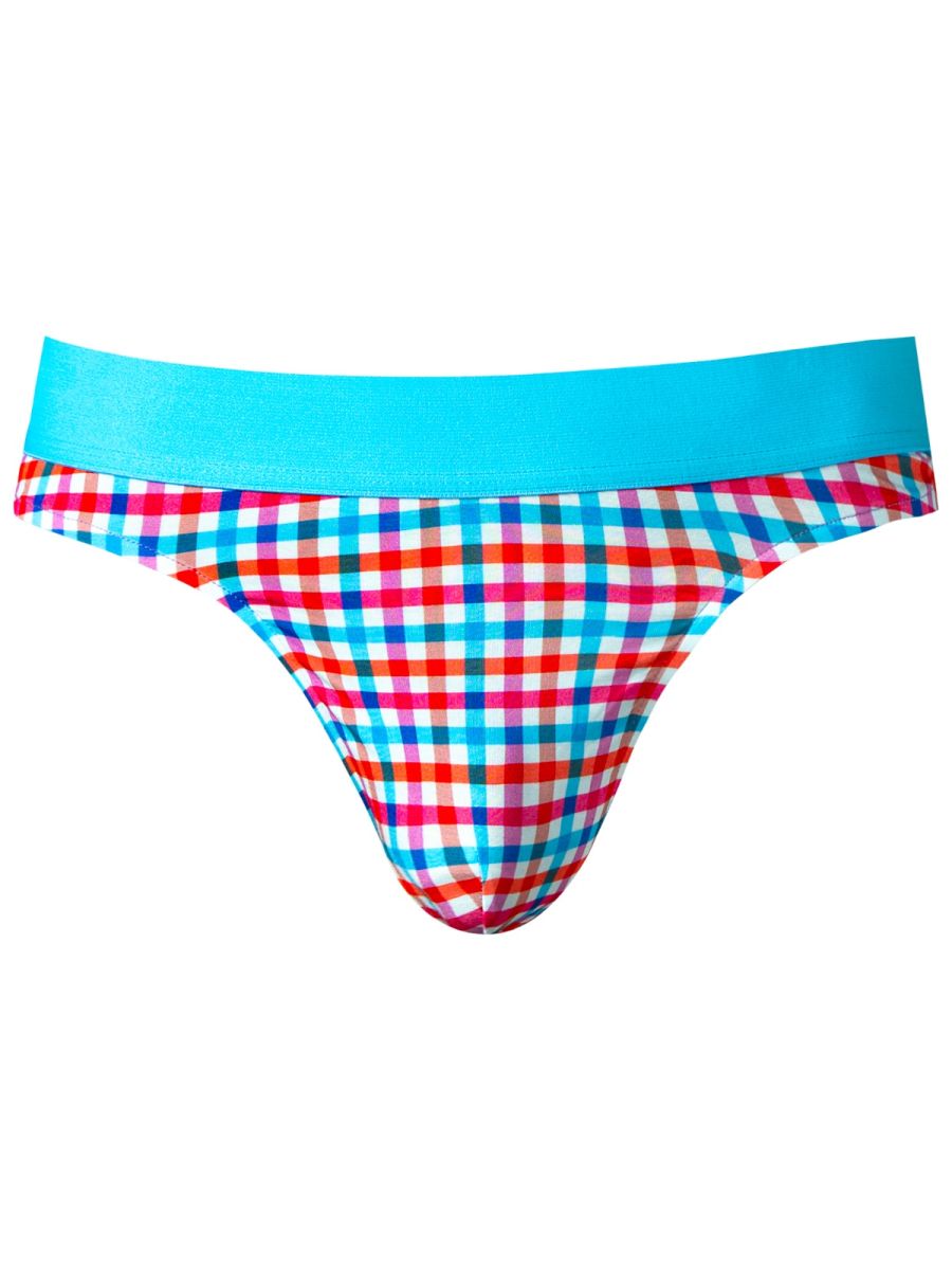 Male Power 412-306 Mens So Comfy Gingham Thong Multi Color