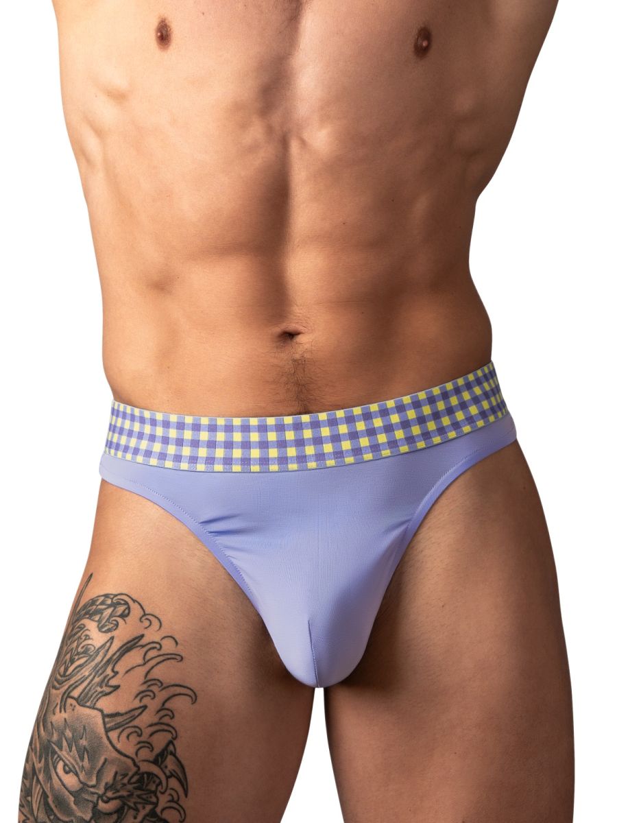 Male Power 413-306 Mens So Comfy Gingham Thong Purple