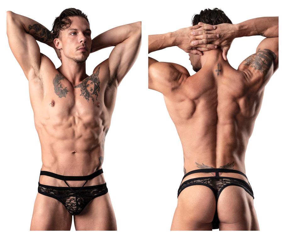 Male Power 446-289 Lucifer Cut Out Strappy Thong Black