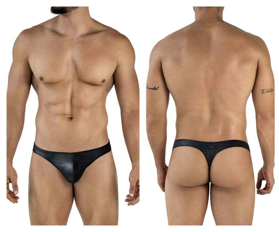 Pikante 2119 Candy Mens Bold Wet-look Thongs Black