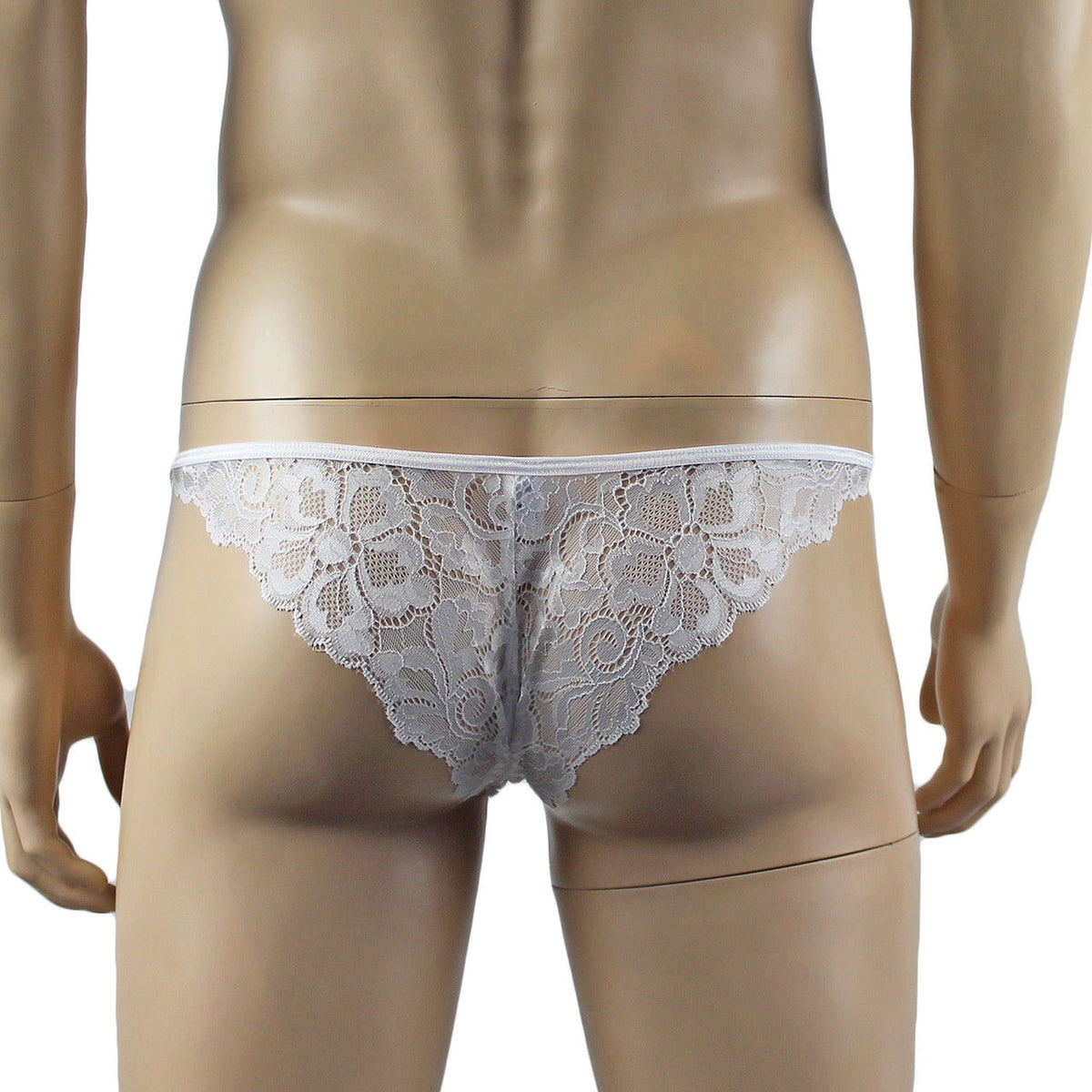 Mens Sweetheart Shiny Lace Bikini Brief Panty (white plus other colours)