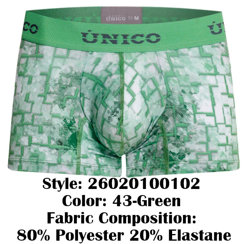 Unico 26020100102 Piramide Mens Geometric Print Trunks Green Plus Sizes