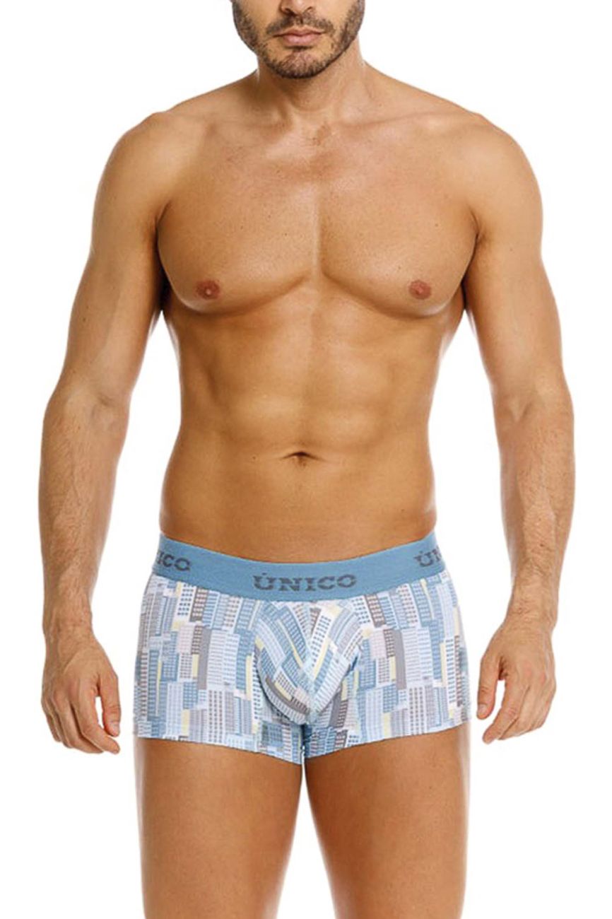 Unico 26020100103 Ocarina Mens Cool Geometric Print Trunks Blue Plus Sizes