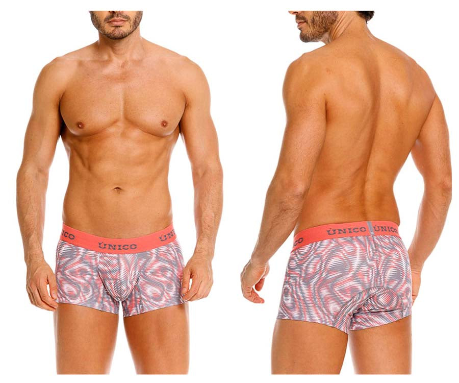 Unico 26020100116 Acanalado Mens Modern Swirl Print Trunks Pink Plus Sizes