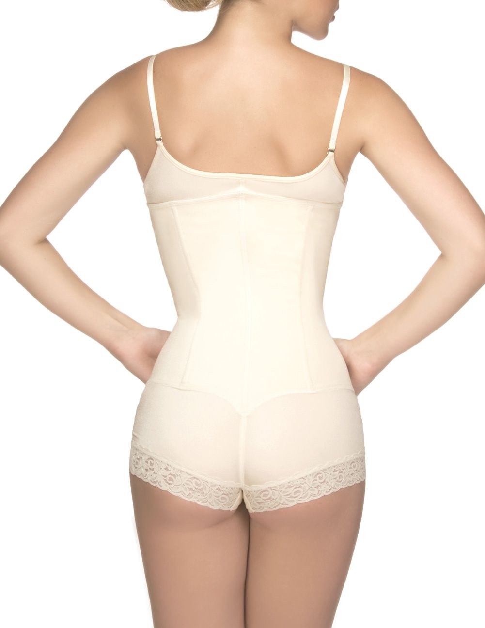 Vedette 136 Megane Open Bust Bodysuit w/ Lace Trim.