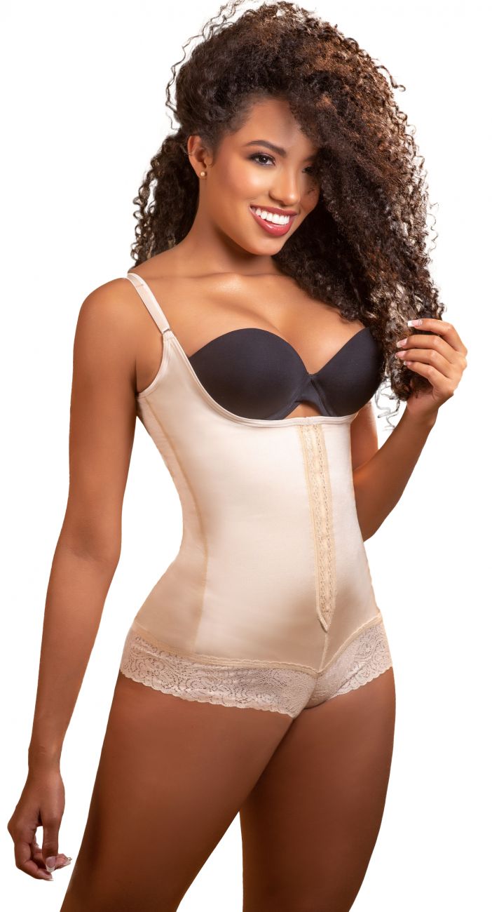Vedette 136 Megane Open Bust Bodysuit w/ Lace Trim.