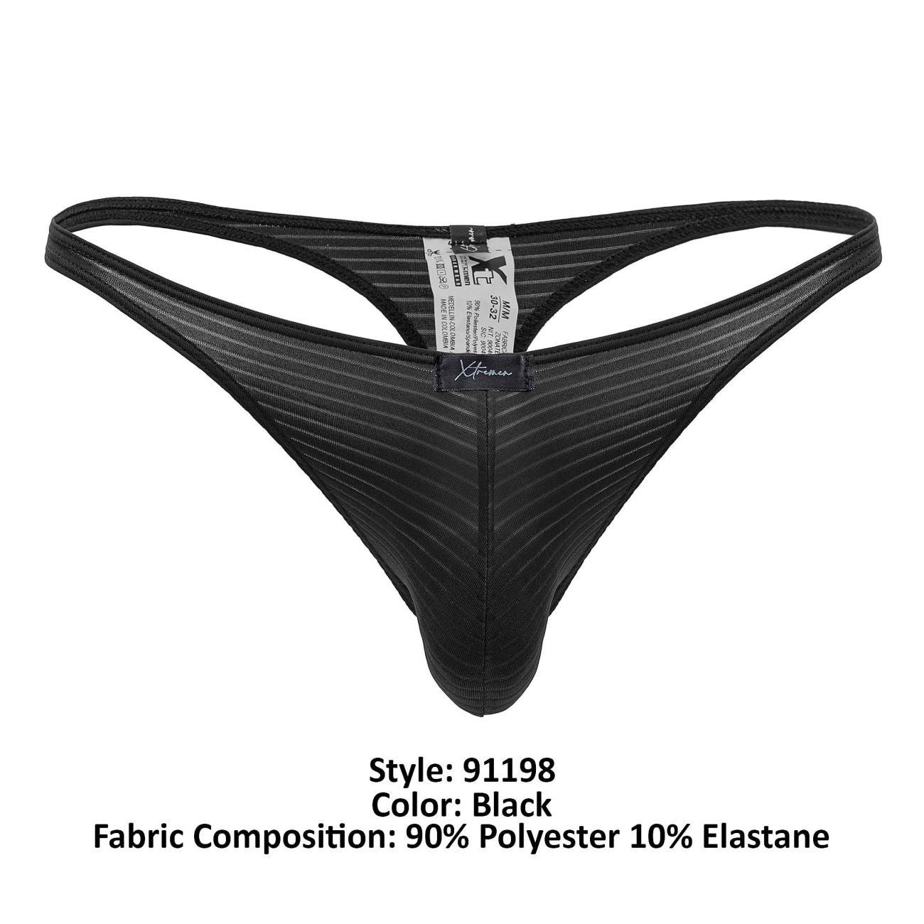 Xtremen 91198 Jacquard Thongs Dark Black