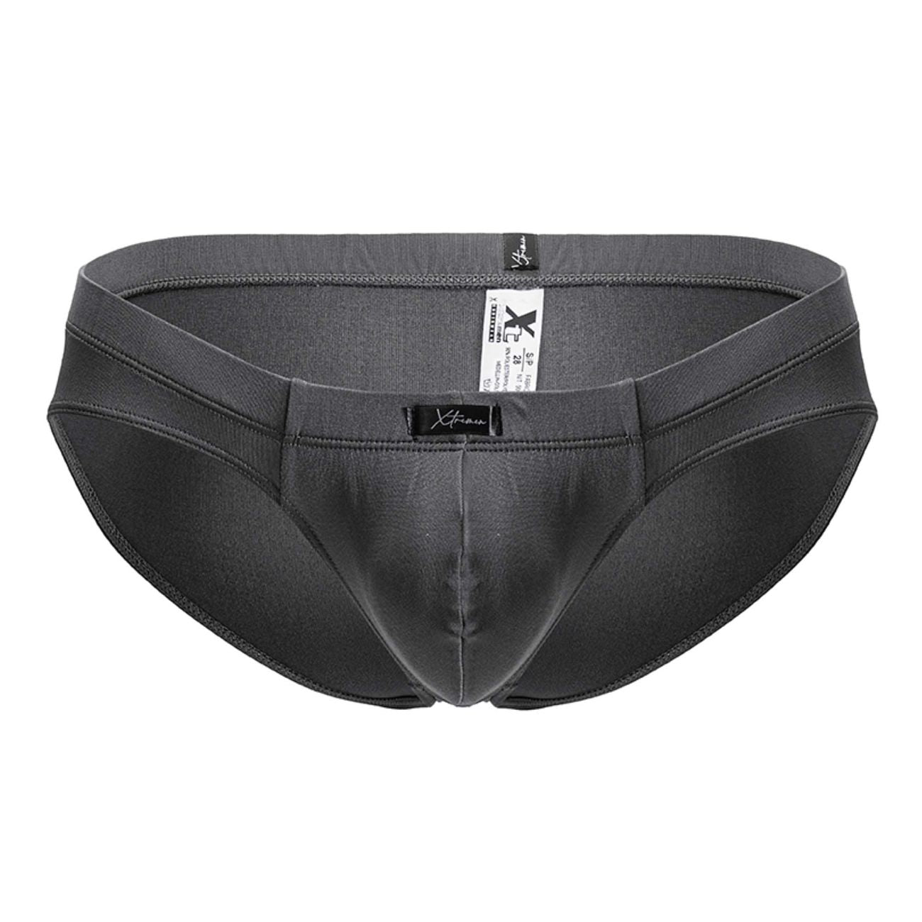 Xtremen 91207B Microfiber Mens Silky Briefs Gray