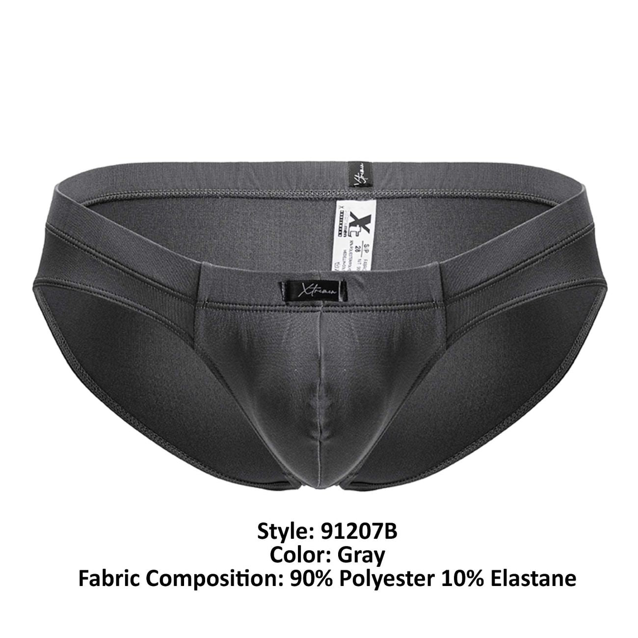 Xtremen 91207B Microfiber Mens Silky Briefs Gray