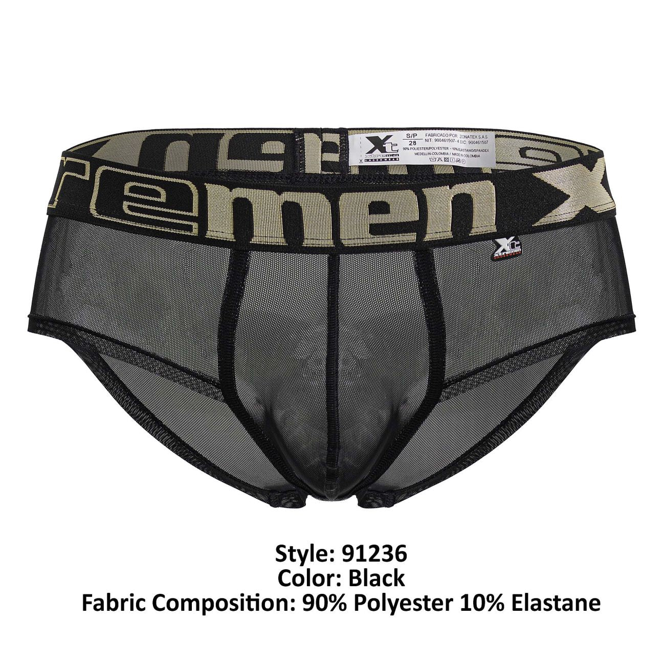 Xtremen 91236 Mens Sheer Microfiber Briefs Black