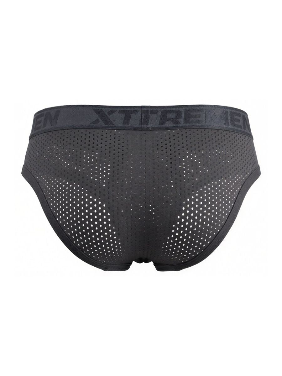 Xtremen 91250 XTREMEN Mens Athletic Performance Mesh Briefs Gray