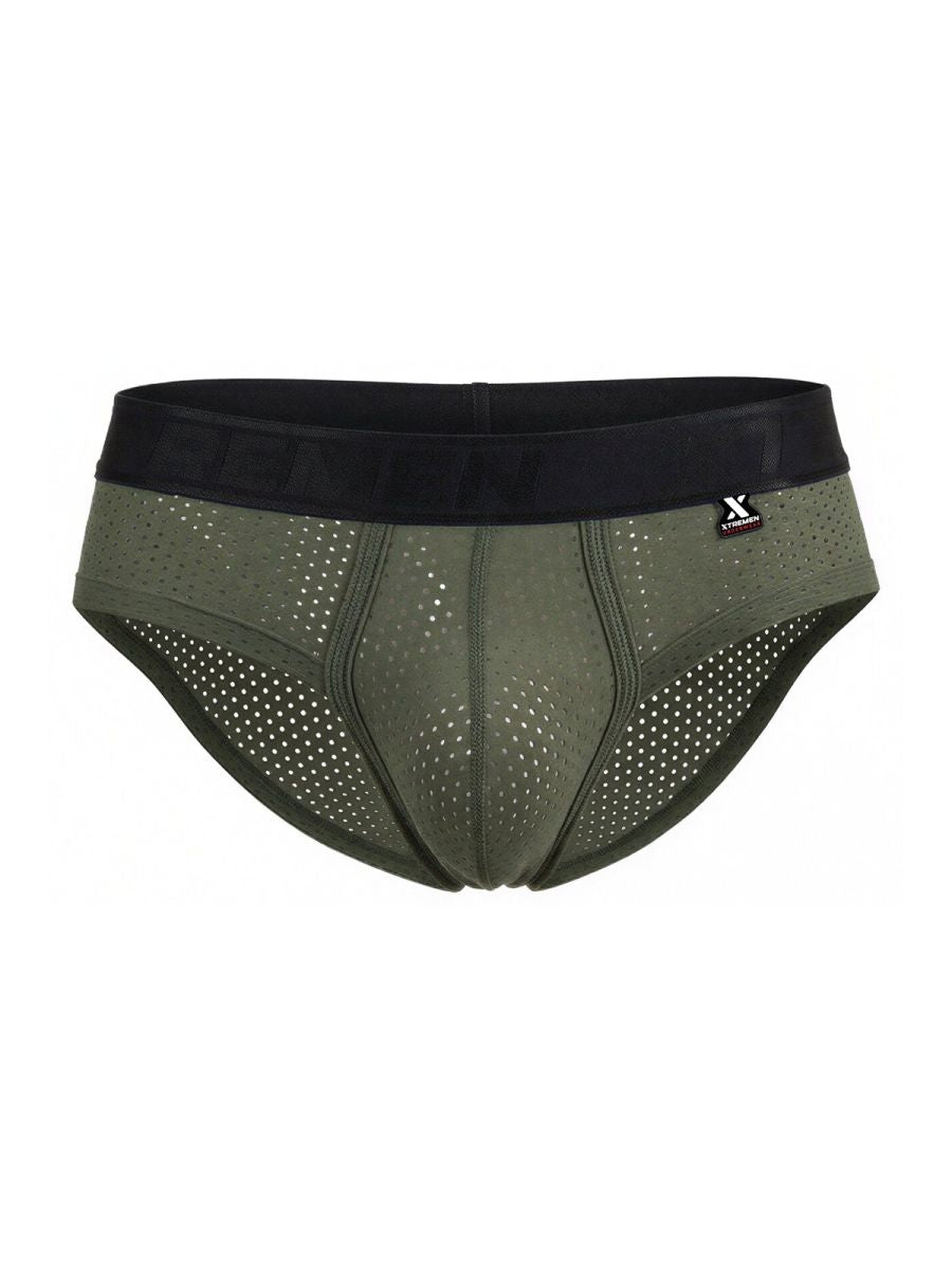 Xtremen 91250 XTREMEN Mens Athletic Performance Mesh Briefs Military Green