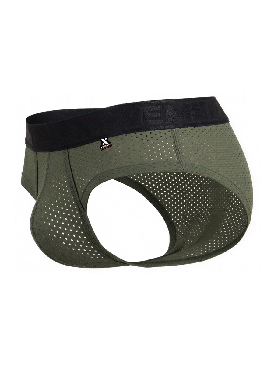 Xtremen 91250 XTREMEN Mens Athletic Performance Mesh Briefs Military Green