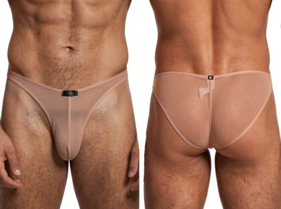 Xtremen 91264 Mens Microfiber See-through Mesh Bikini Brief Brown