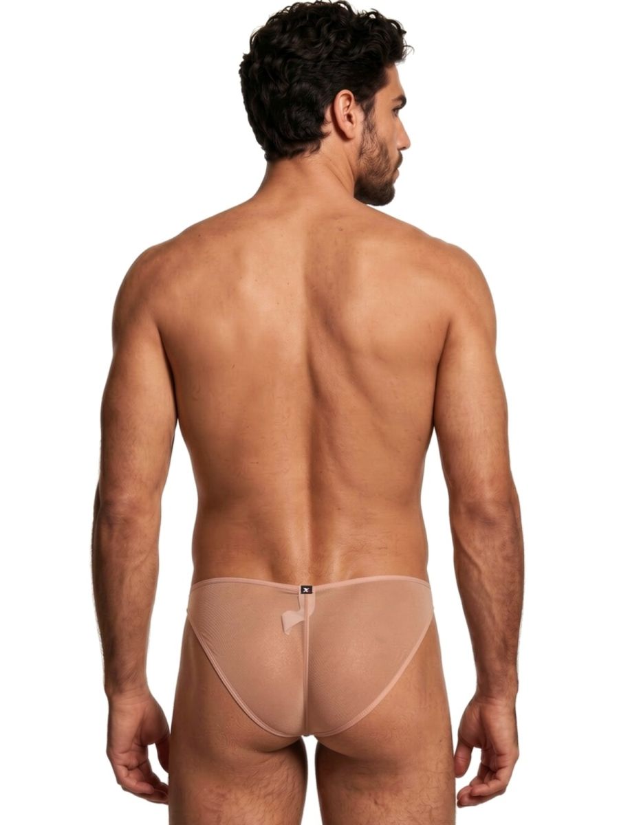 Xtremen 91264 Mens Microfiber See-through Mesh Bikini Brief Brown