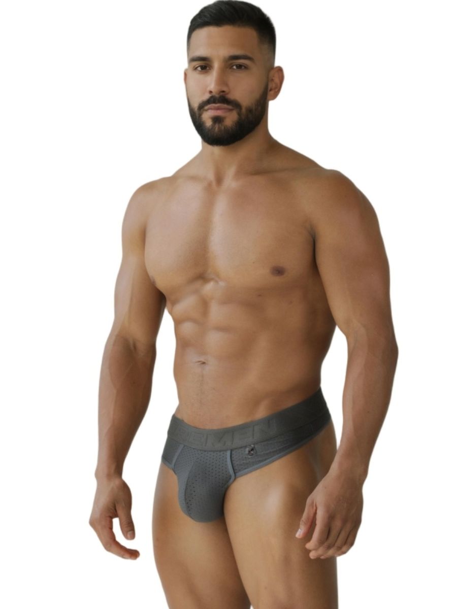 Xtremen 91268 Elite Mens Athletic Micro-Perforated Performance Thongs Gray