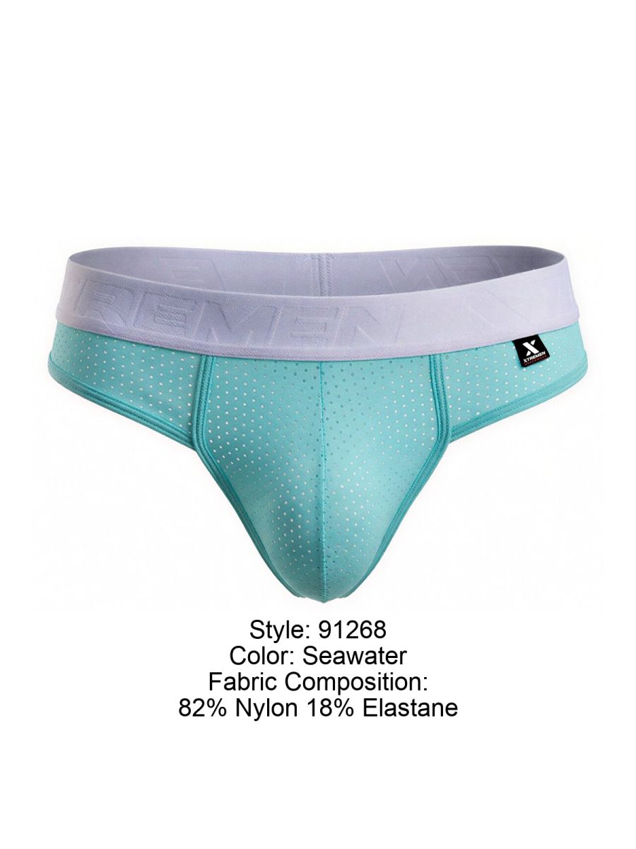 Xtremen 91268 Elite Mens Athletic Micro-Perforated Performance Thongs Seawater