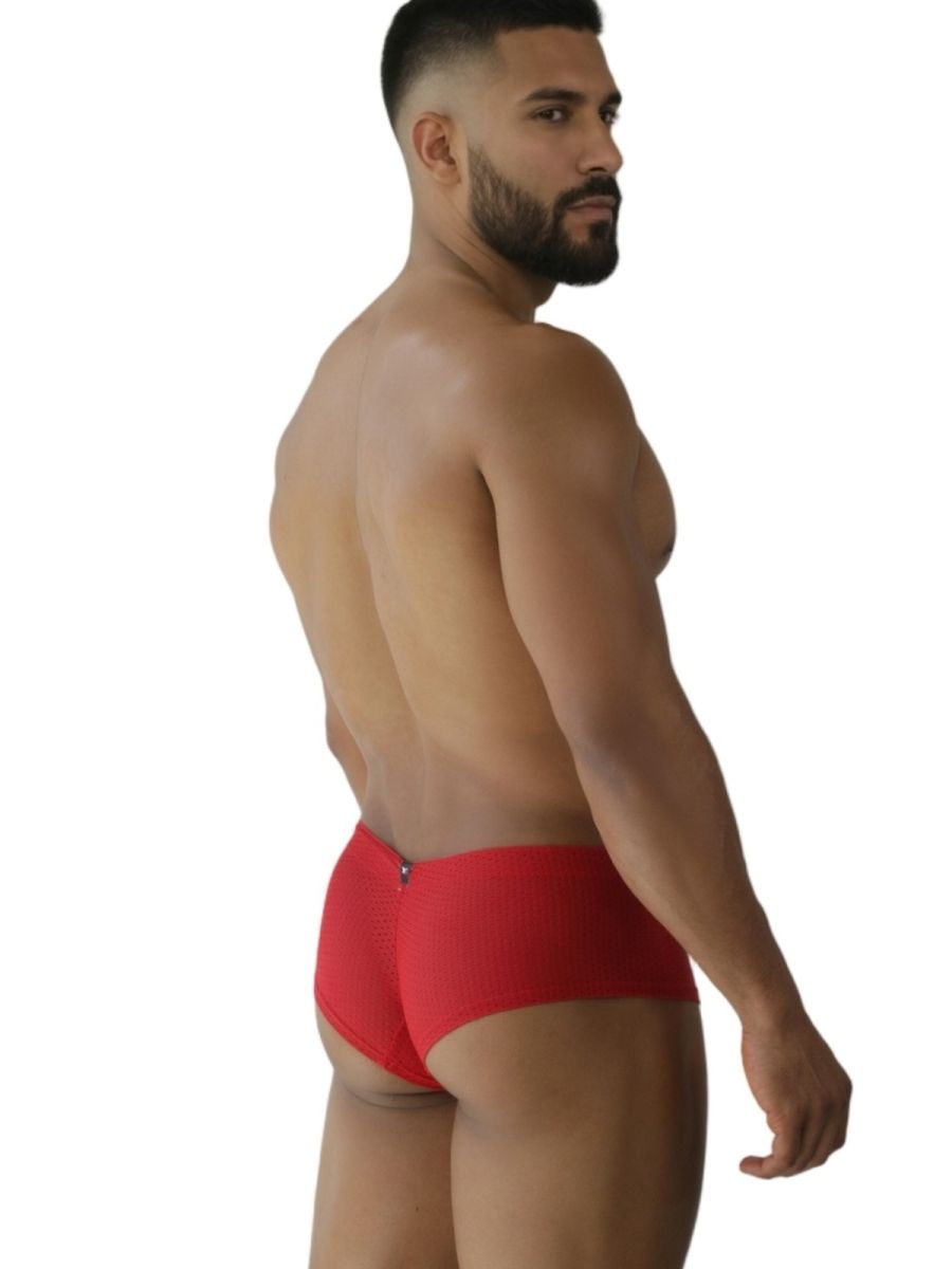 Xtremen 91269 Mens Sleek V-Cut Performance Mesh Briefs Red