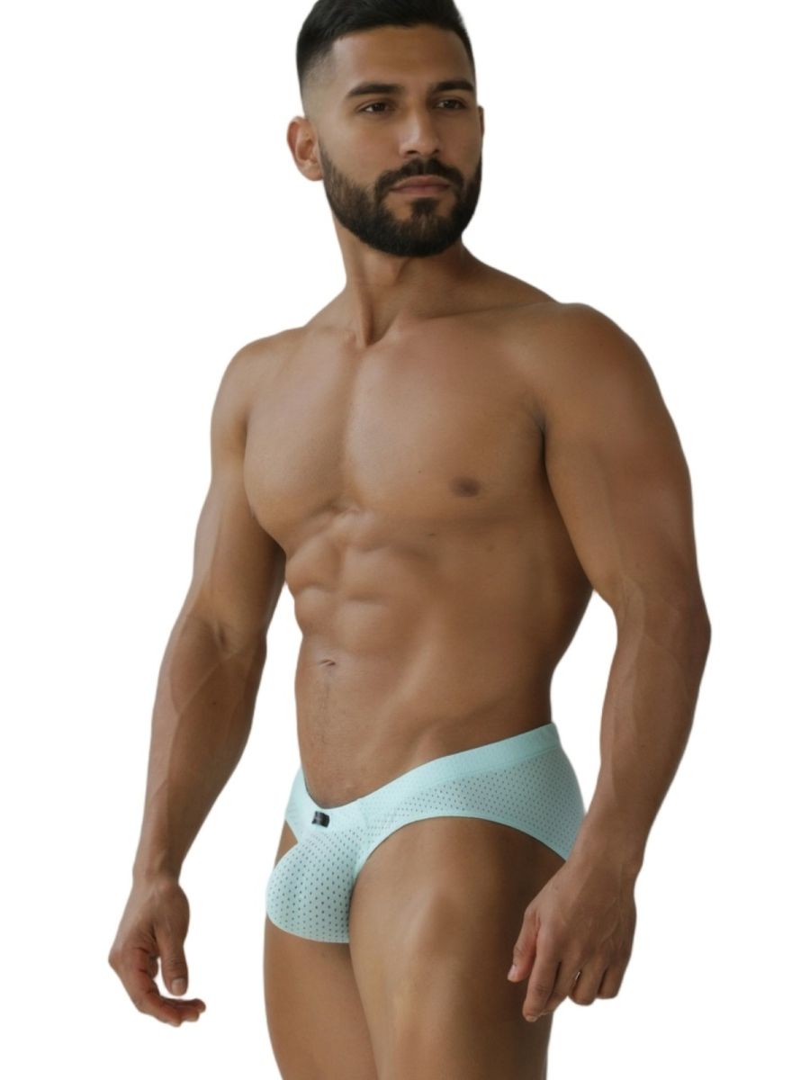 Xtremen 91270 Mens Sleek Low-Rise Perforated Briefs Seawater