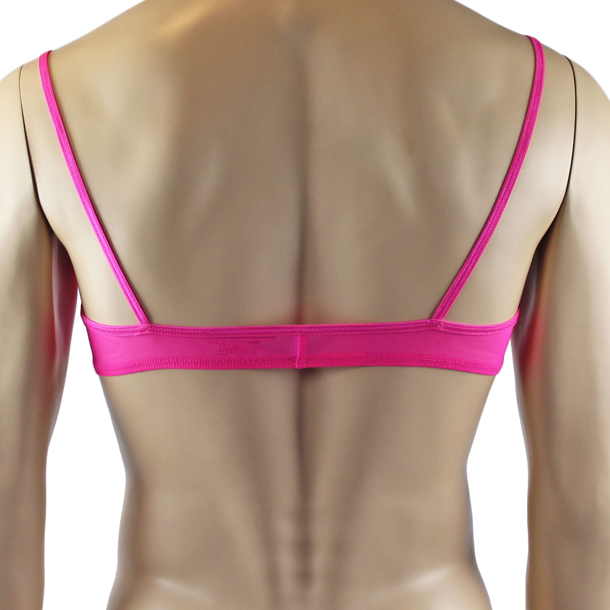 Mens Kristy Lace & Mesh Bra Top BR02L and Thong Panty Hot Pink