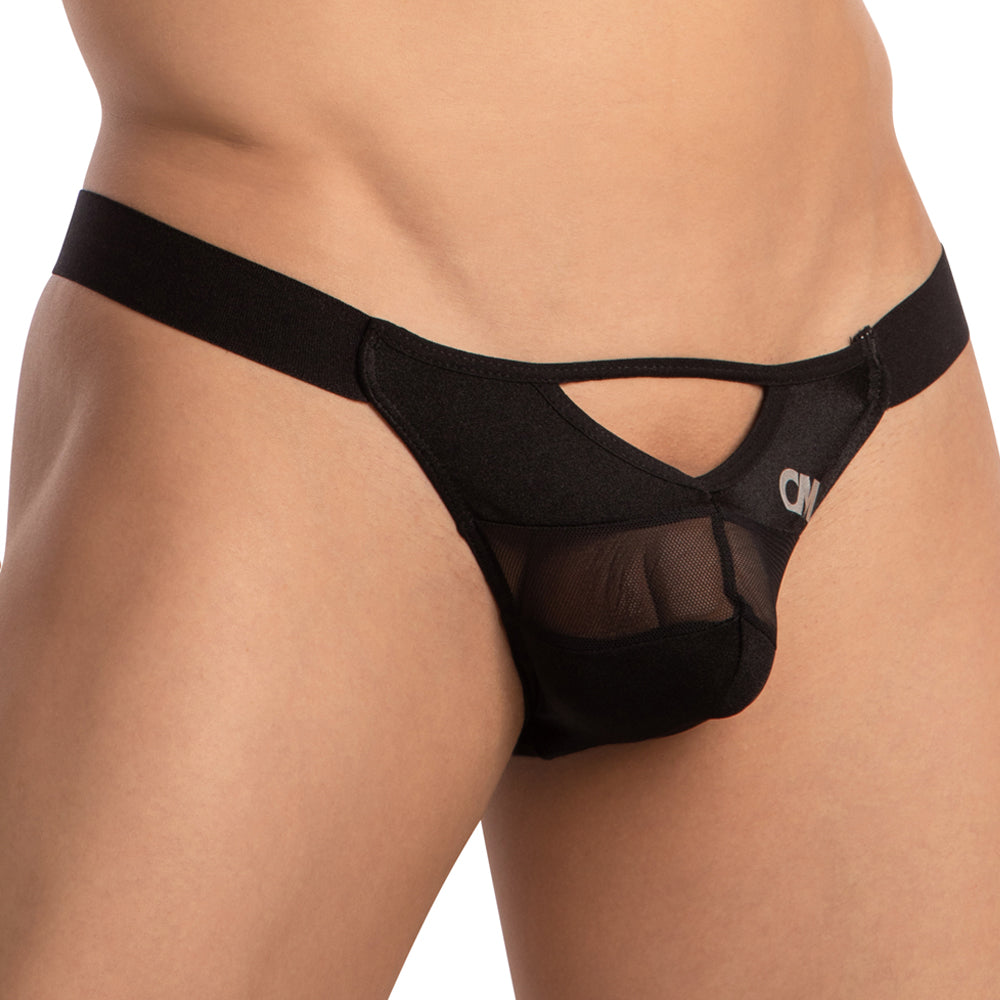 Cover Male CMI058 Open Breathable Sheer Strip Pouch Bikini for Men Black