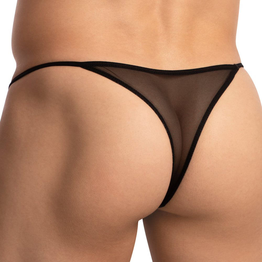 Cover Male CMK074 V Back Sheer See Through Thong Underwear for Men Black