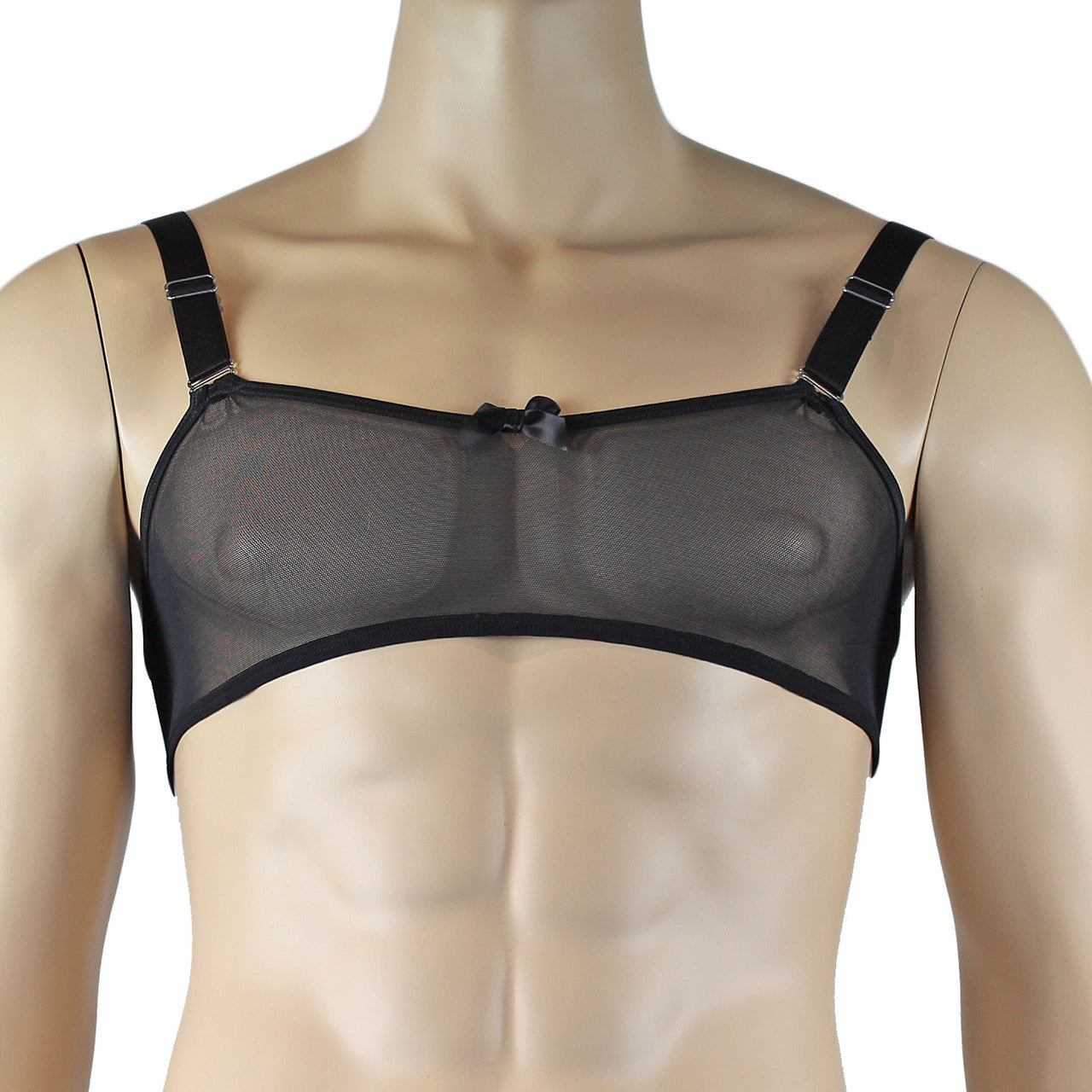 Mens Exotic Sheer Mesh Bra Top & G string Black