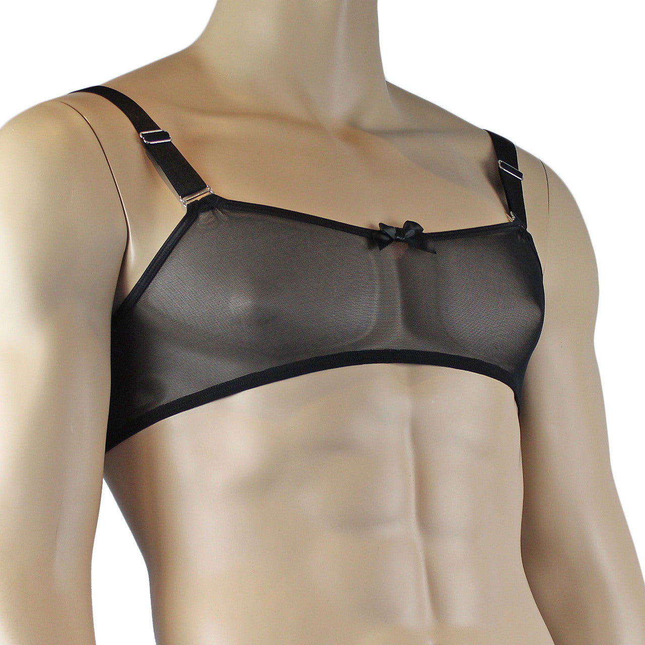 Mens Exotic Sheer Mesh Bra Top Black