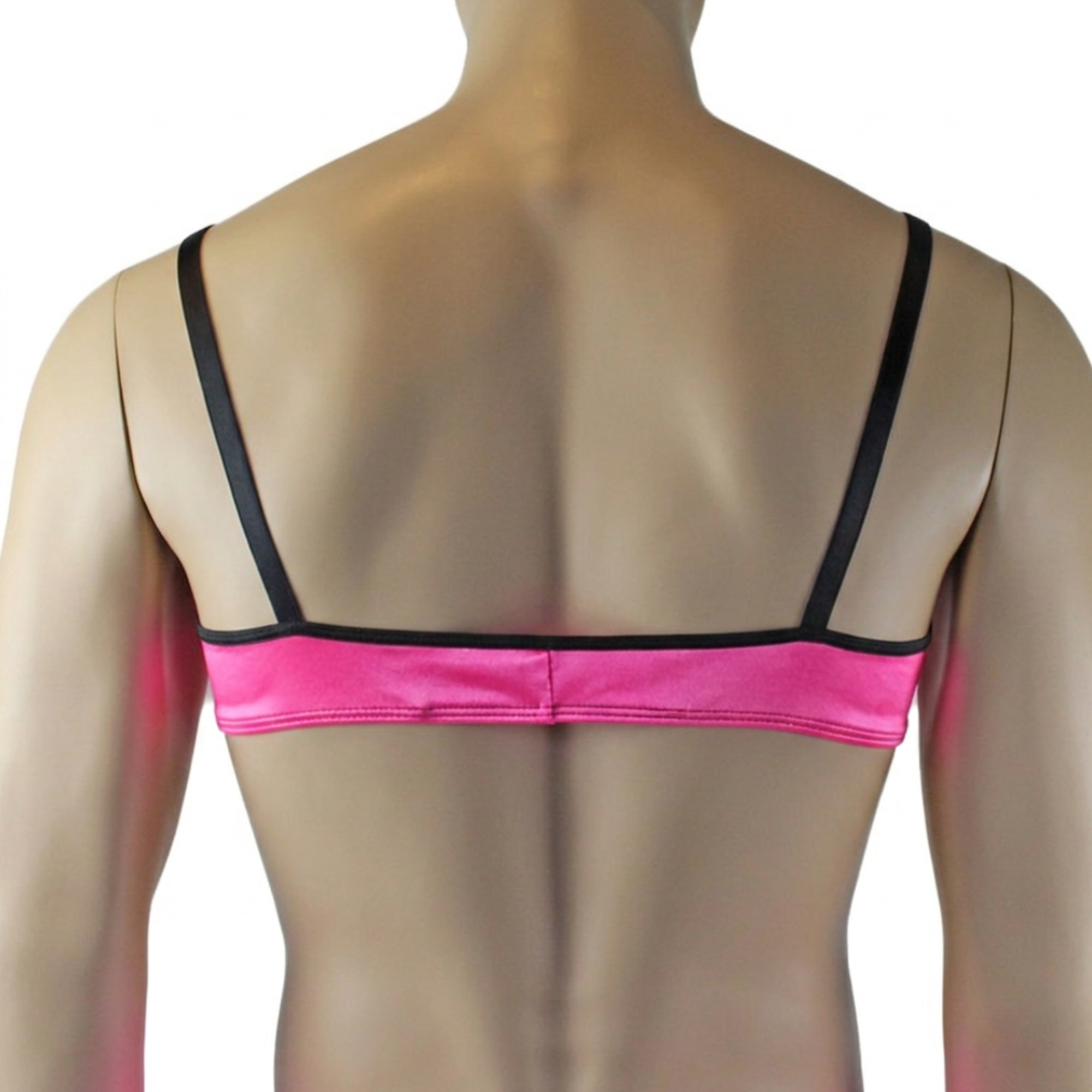 Mens Jenny Shiny Spandex Bra Top & G string Lingerie Hot Pink & Black