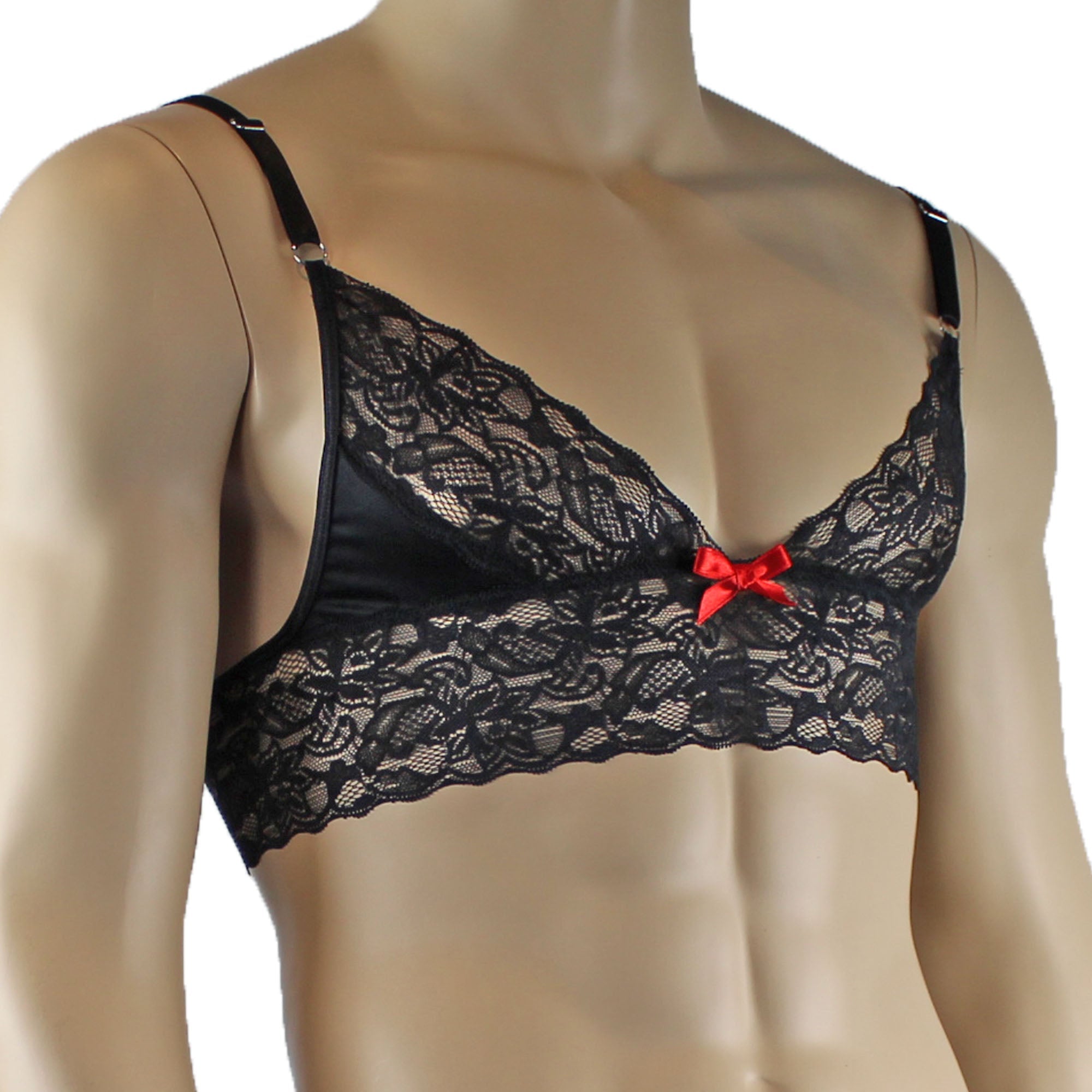 Mens Joanne Lace Bra Top Lingerie for Men (black and black lace plus other colours)