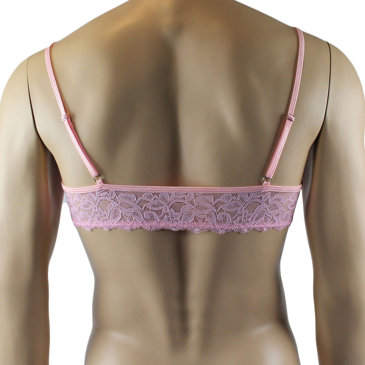 Mens Kristy Lingerie Lace Bra Top BR04 with thin Straps Light Pink