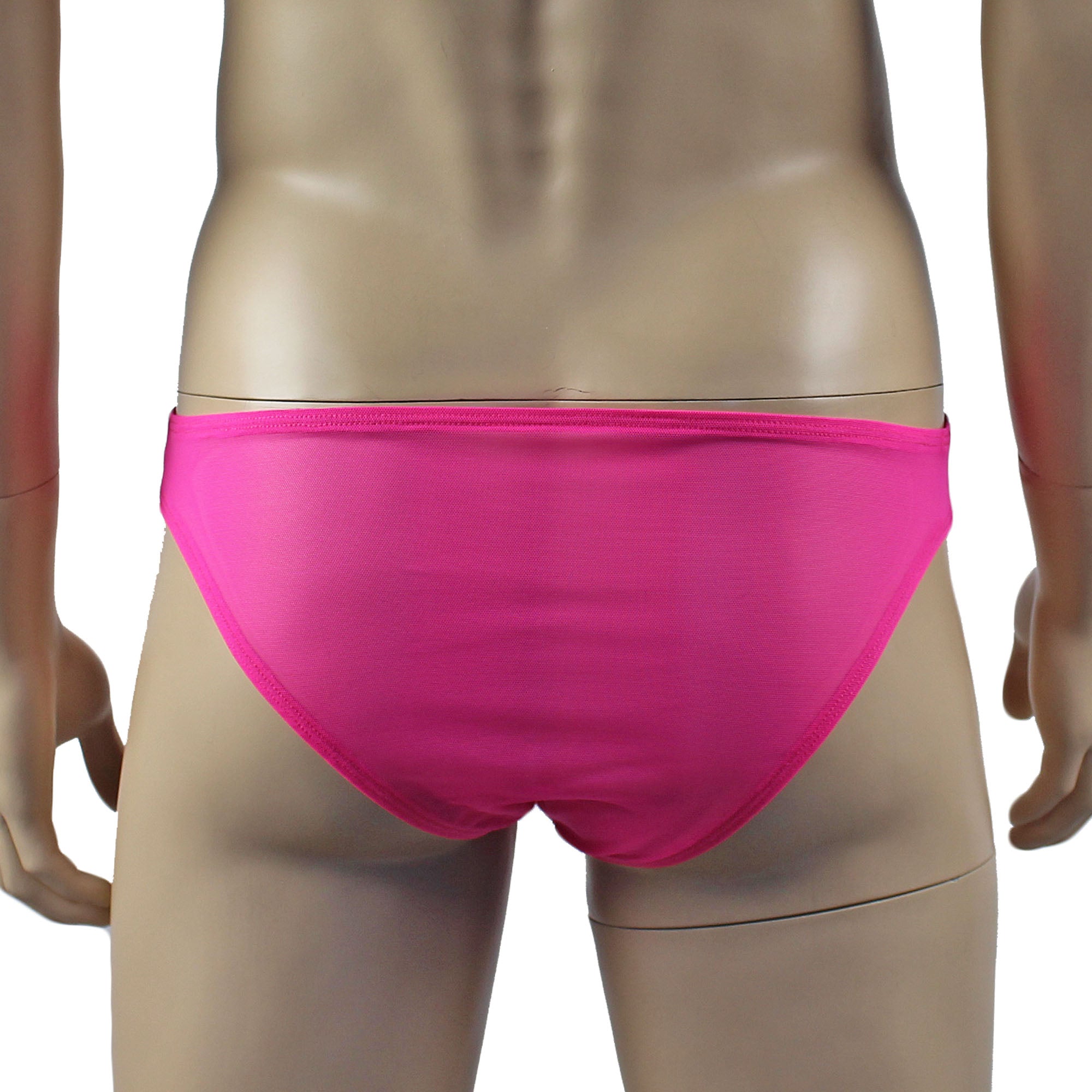 Mens Kristy Lace & Mesh Bra Top BR02L and Bikini Brief Hot Pink