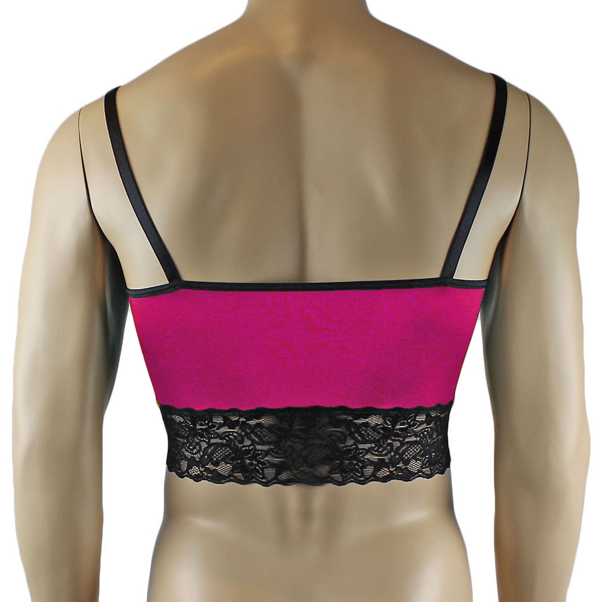 Mens Glamour Camisole Top with High Waist Thong- Sizes up to 3XL Raspberry