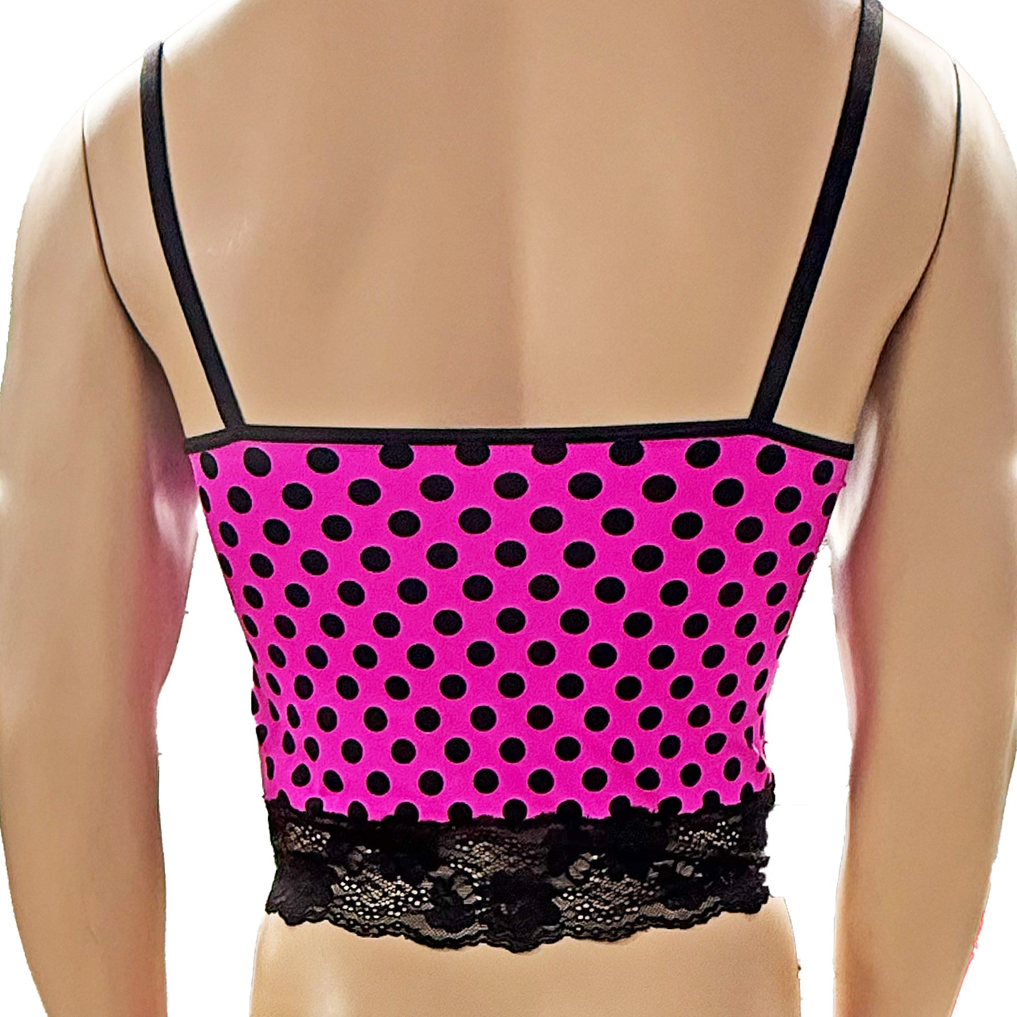Mens Hot Pink Polka Dot & Lace Camisole Top & Seamless Bikini Brief