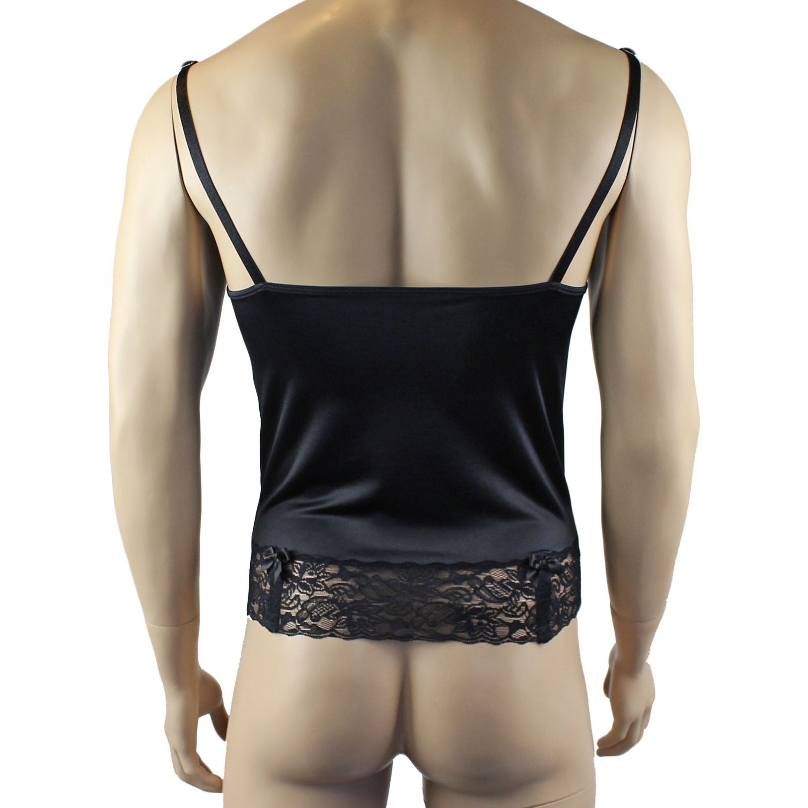 Male Romance Stretch Spandex Corset Camisole Top & G string for Lingerie Men Black or White