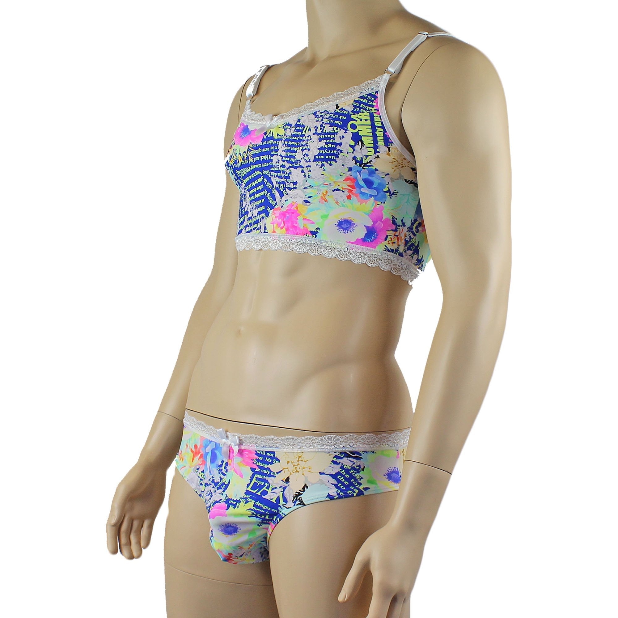 Mens Suzanne Floral Camisole Crop Top & Bikini Brief
