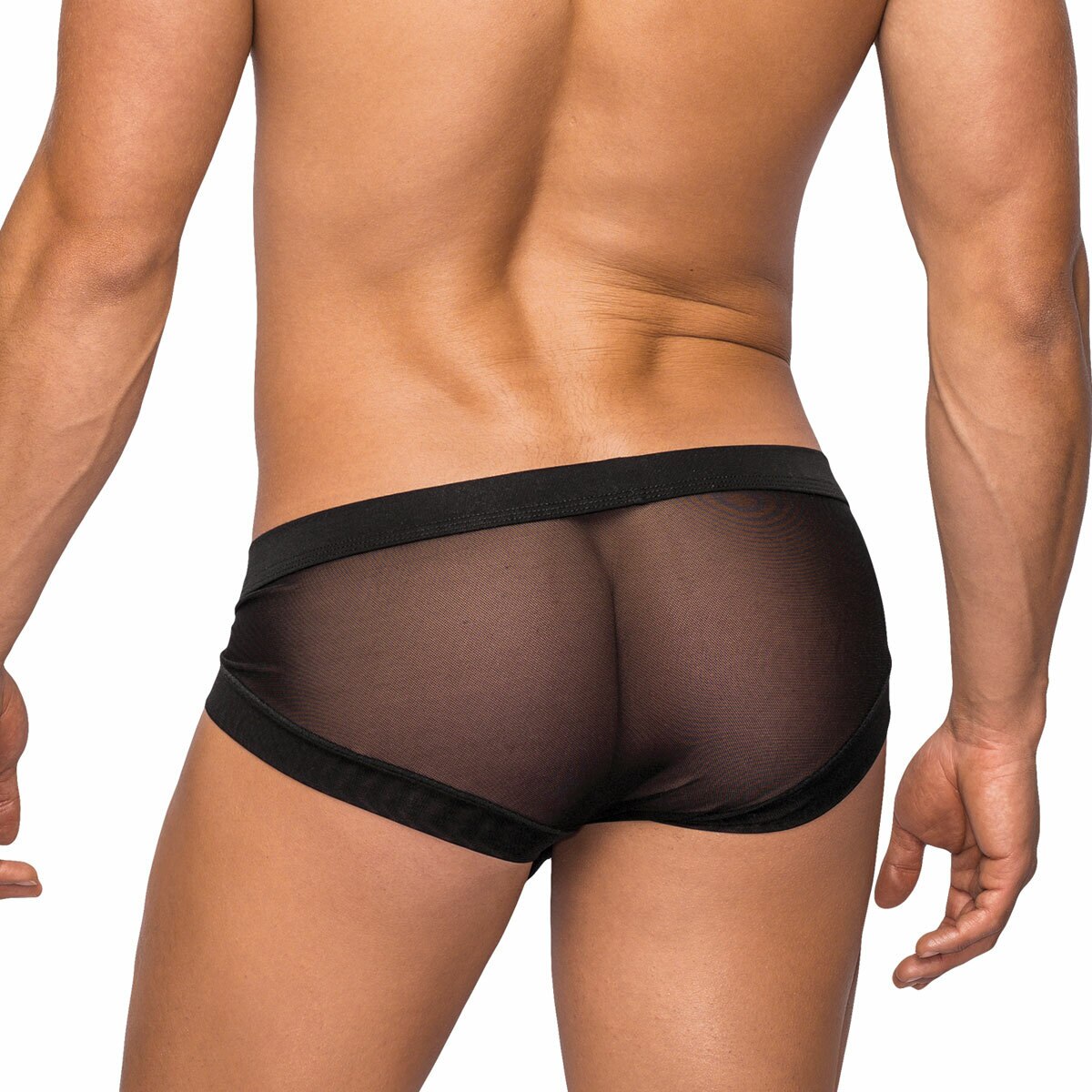 Mens See Through Hose Boxer Briefs Black