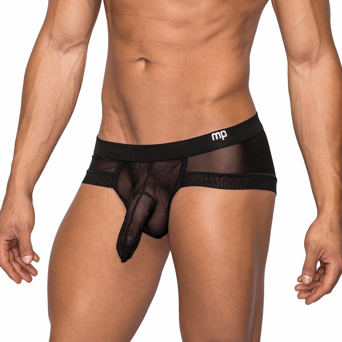 Mens See Through Hose Boxer Briefs Black