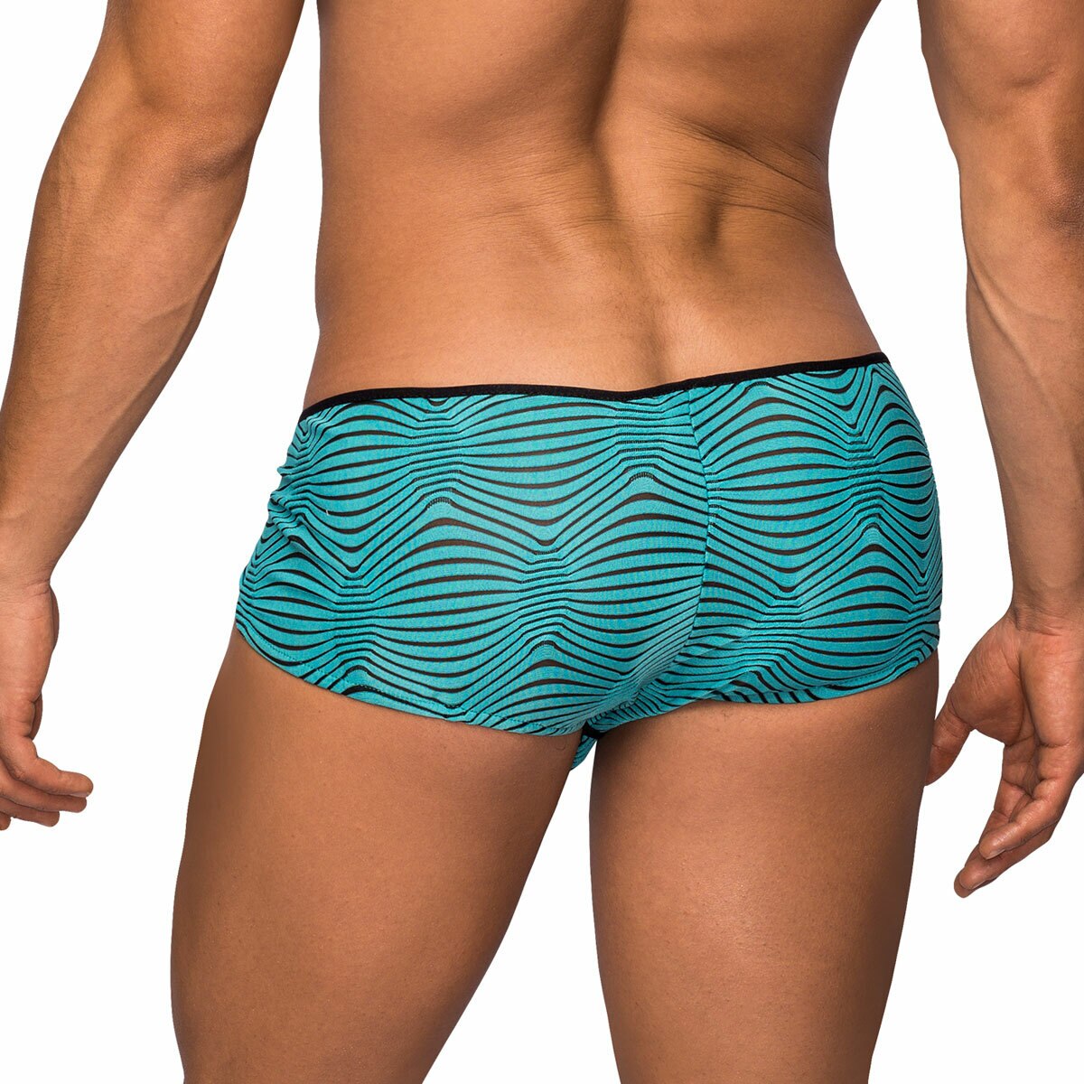 SALE - Male Power Zebra Inspired Mini Short Black and Teal