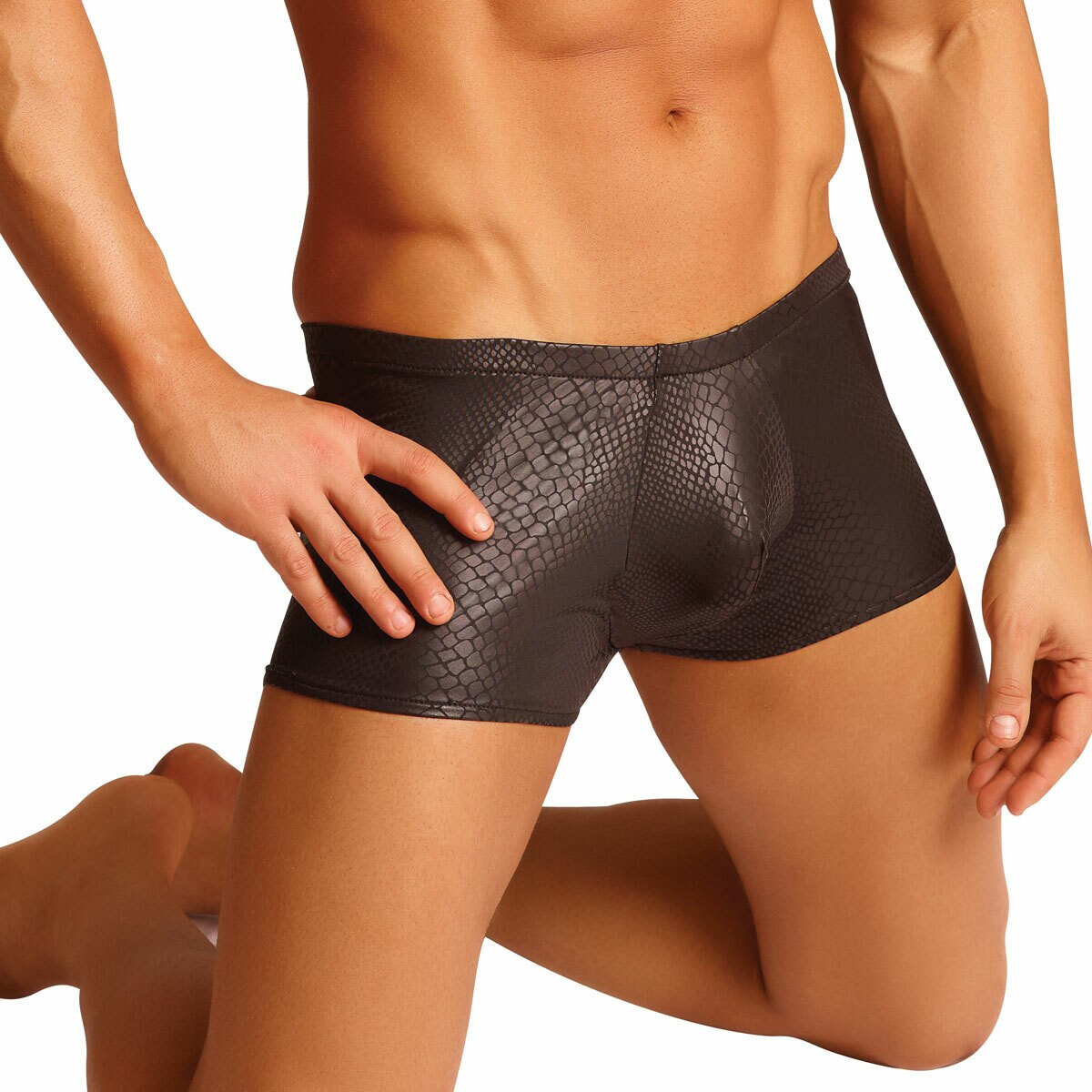 Mens Snake Skin Spandex Mini Short