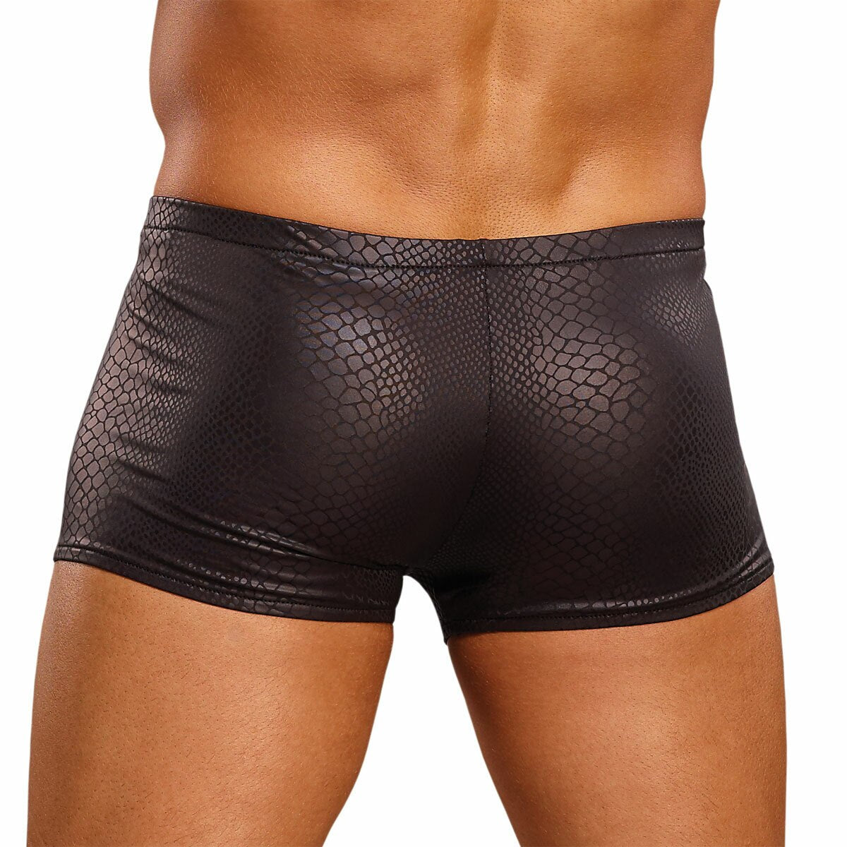 Mens Snake Skin Spandex Mini Short