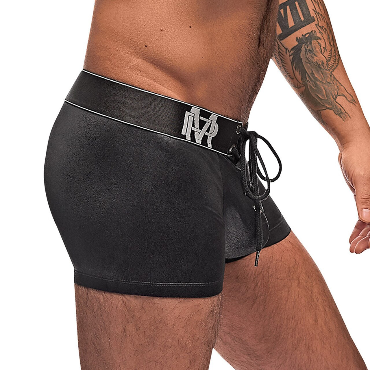 Mens Black Ice Lace Up Shorts