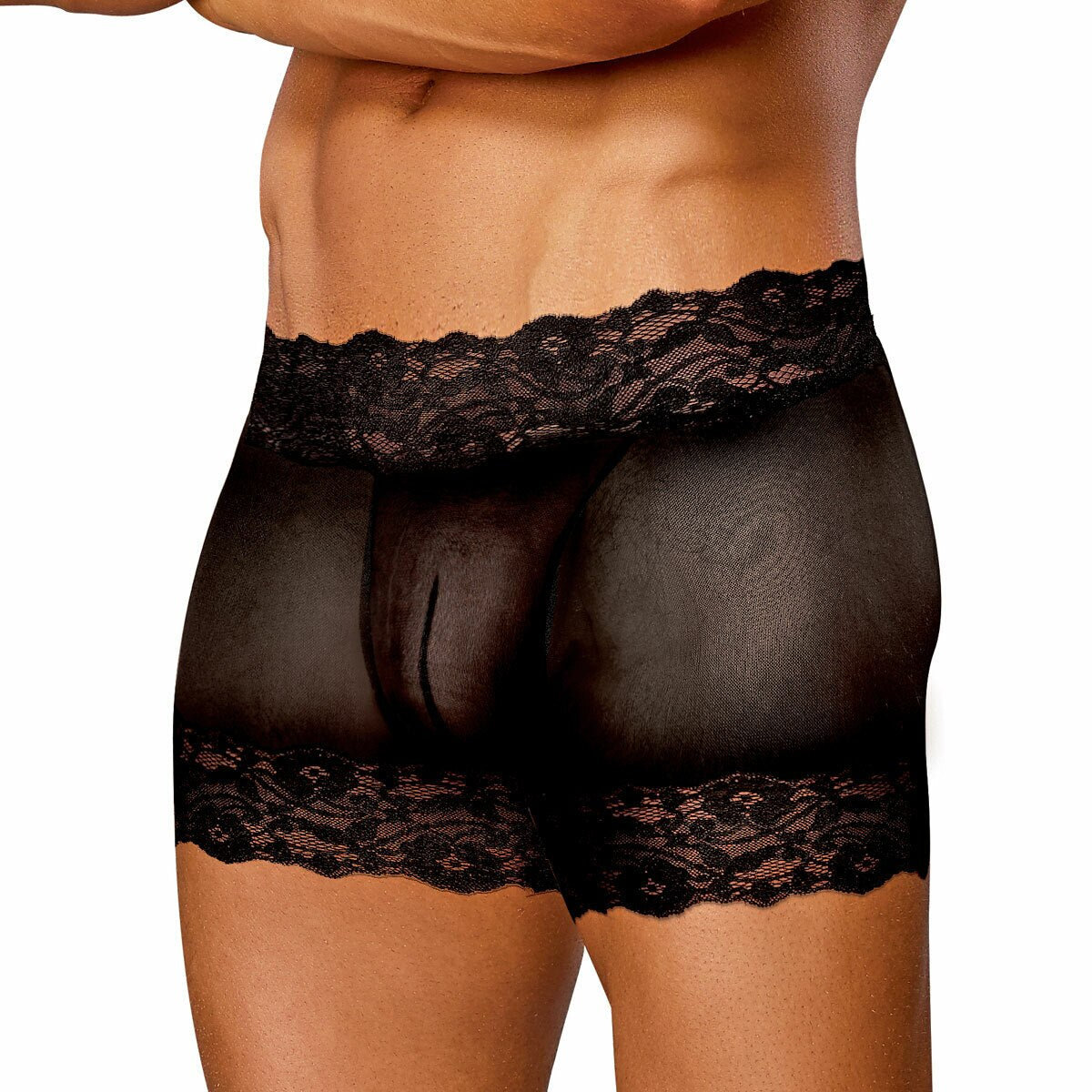 SALE - Mens Black Scandal Lace Open Back Shorts