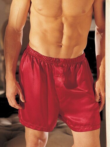 SALE - Mens Charmeuse Satin Boxer Shorts Red