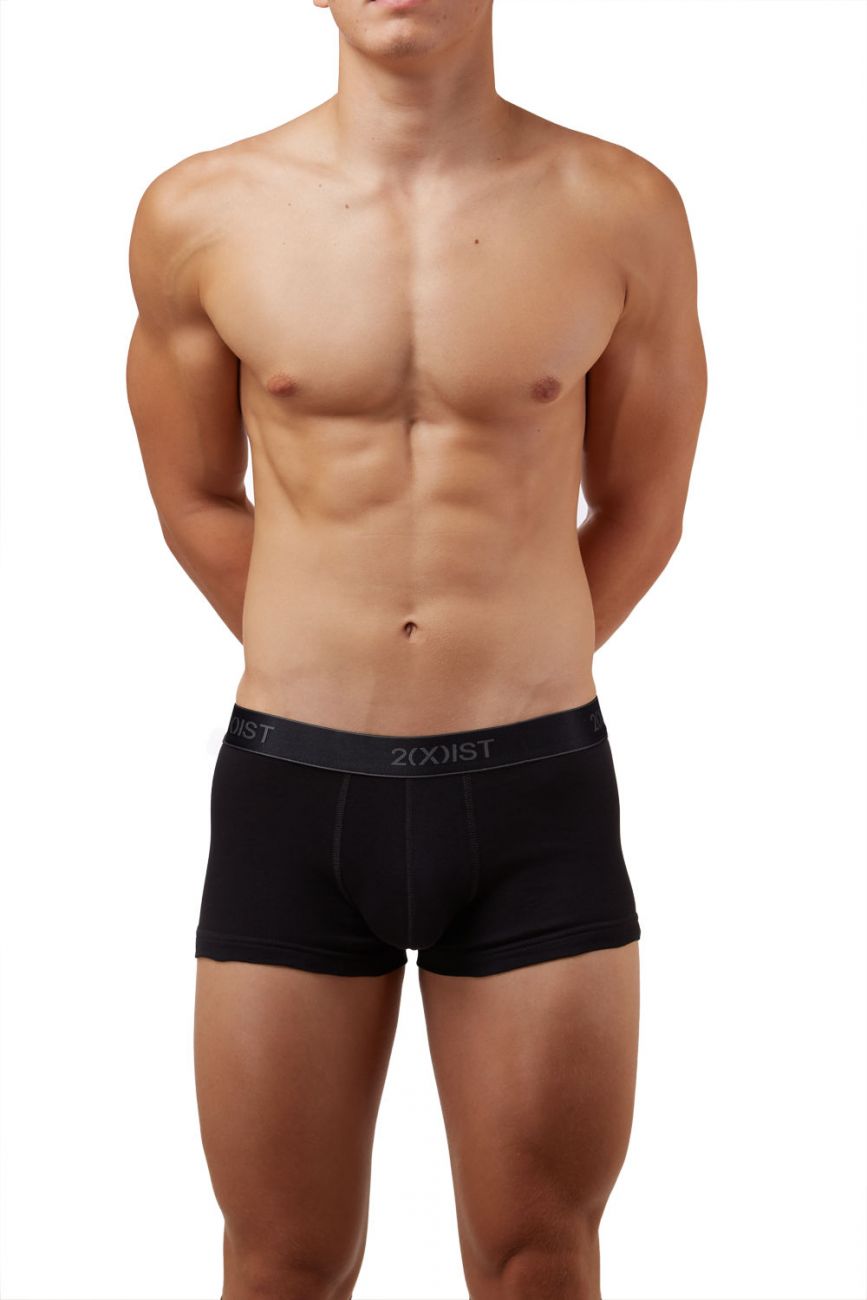 2(X)IST 3102033303 Cotton 3PK No-Show Trunks Black Gray Charcoal