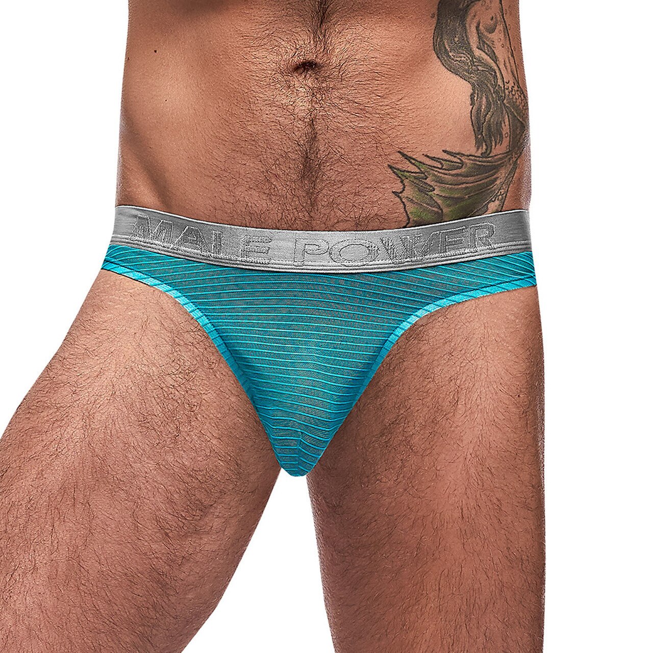 SALE - Mens Mesh Rib Sexy Thong Aqua